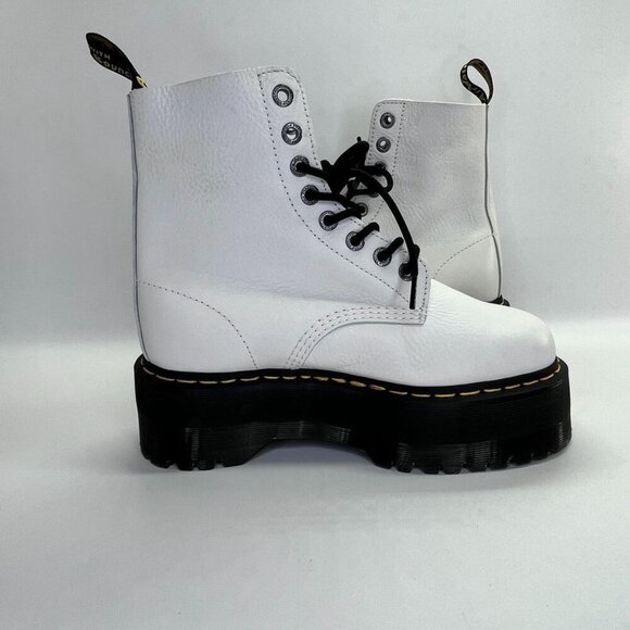 Dr Martens 1460 Pascal Max Optical White Pisa Leather Platform Boots Size US 9 - Picture 8 of 16